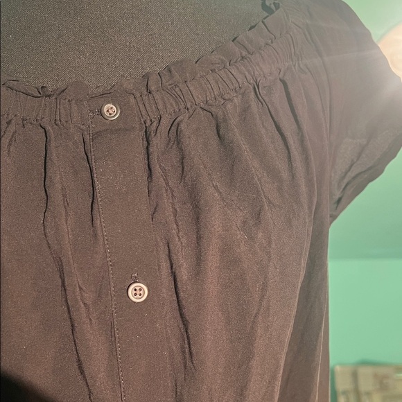 LOFT Black short Sleeve Dress with Button Detail - Picture 3 of 7